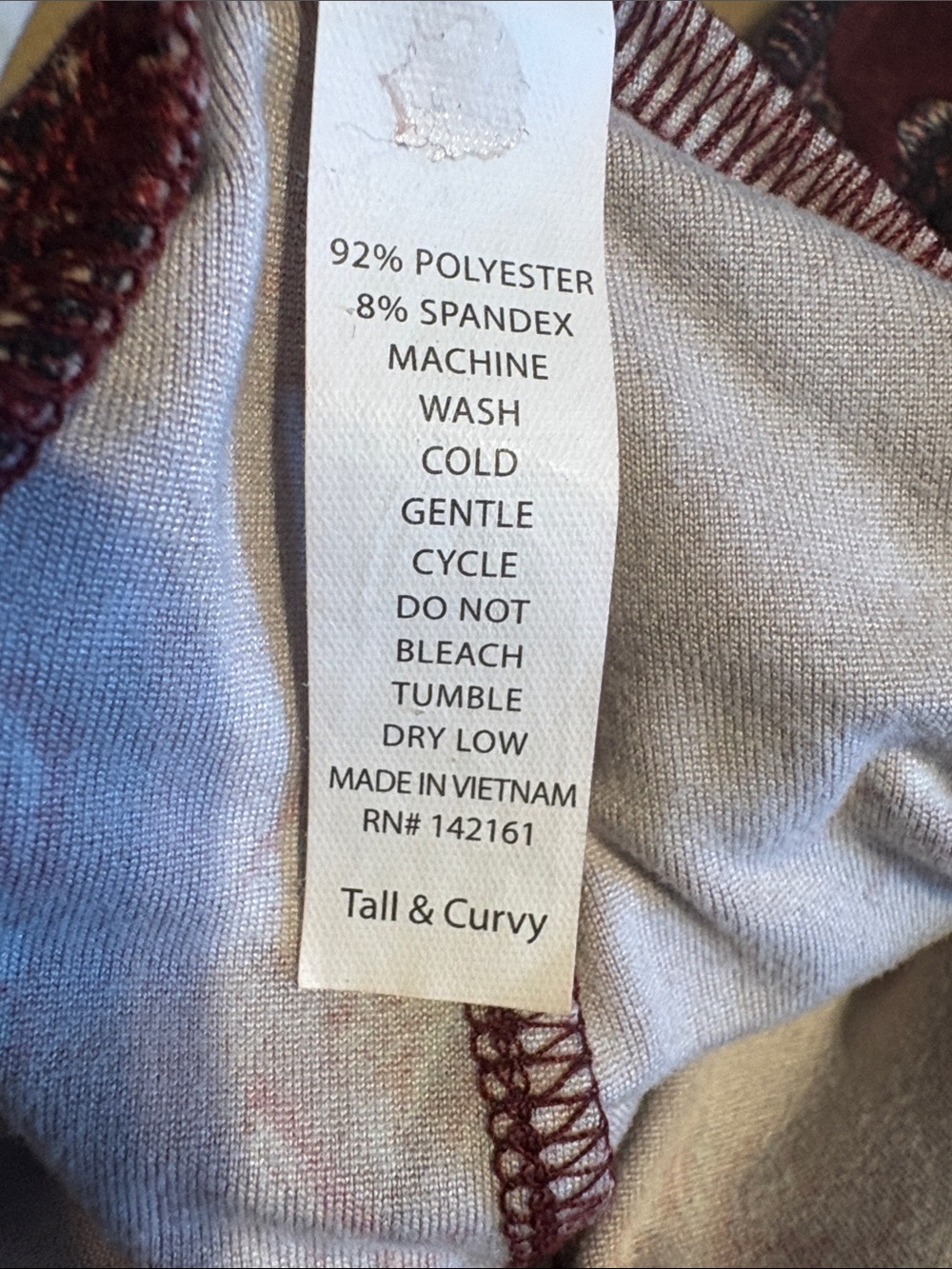 LuLaRoe TC Leggings Burgundy Wine Floral Roses Tall & Curvy - Picture 6 of 6
